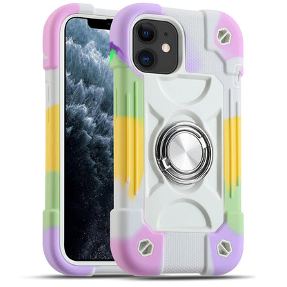 MARKILL Funda Compatible con iPhone 11 de 6.1 Pulgadas con Soporte de Anillo Giratorio de 360°, protección contra caídas de Grado Militar, Funda Protectora 3 en 1 (Blanco arcoíris) (116.1-1)
