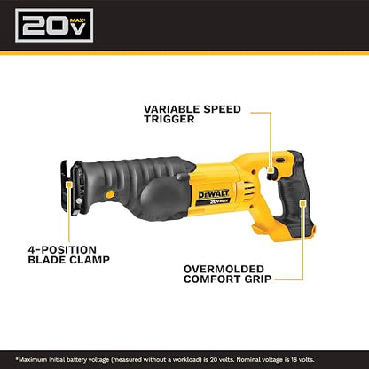 DEWALT Sierra Sable Inalámbrica 20V MAX* Velocidad Variable (Solo herramienta) DCS380B