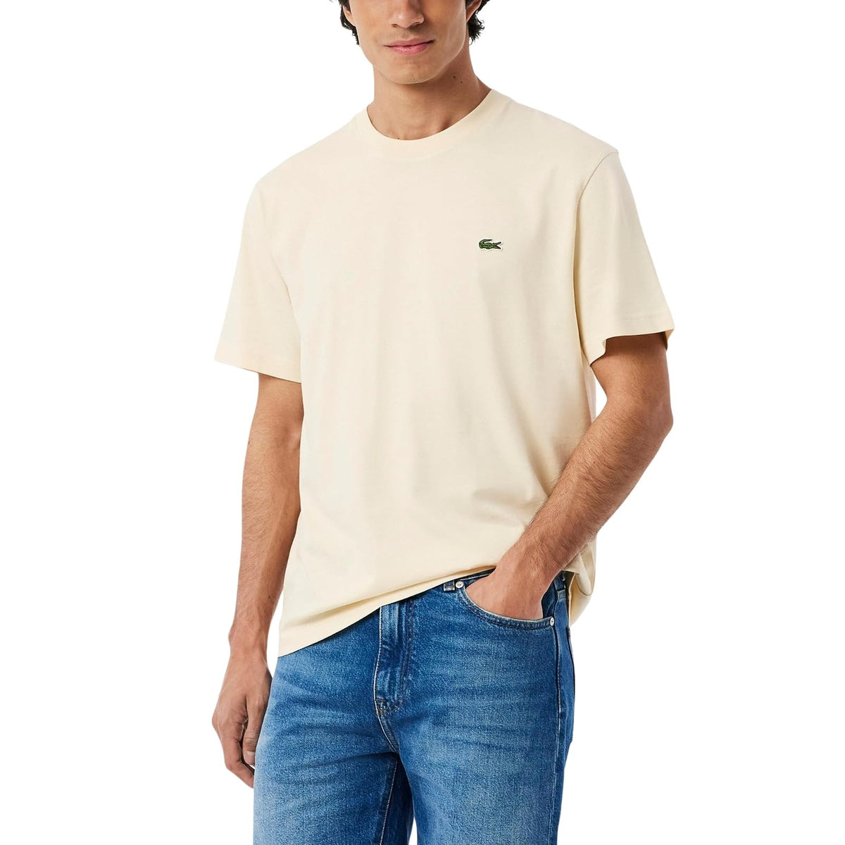 Lacoste Playera de Manga Corta Cuello Redondo Ajuste Clásico - 3XL - Naturel Clair
