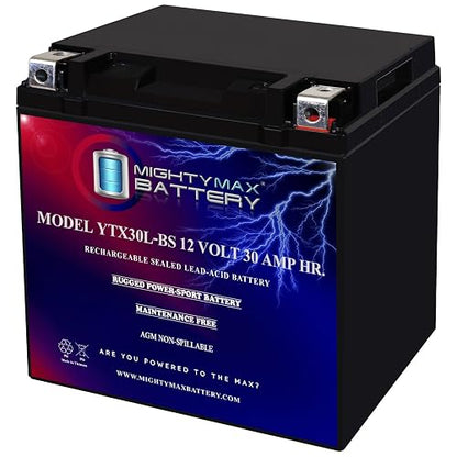 Mighty Max Battery YTX30L-BS - Batería Deportiva de 12 V 30 AH 385 CCA, SLA Power Sport, Producto de la Marca