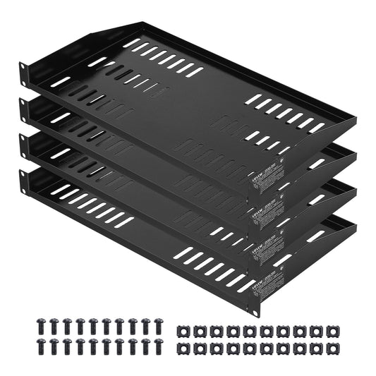 VEVOR Estante para Rack de Servidor de 1U, 4 Unidades, Capacidad de Carga Máxima de 22,68 kg, Ventilación en Voladizo, 25,4 cm de Profundidad, para Equipos de Red Informática con Gabinete de 48,26 cm