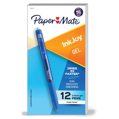 Paper Mate InkJoy Bolígrafos de Gel, Punto Fino - 12 Unidad (Paquete de 1) - Azul Oscuro