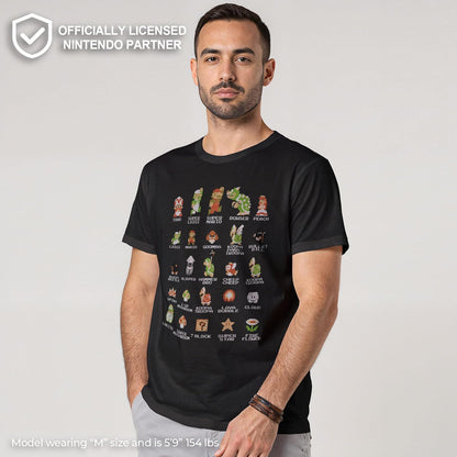Nintendo Playera Pixel Cast Camiseta para para Hombre