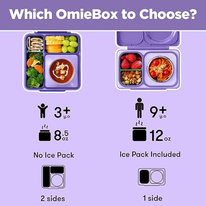 OmieBox Bento - Fiambrera con termos aislados para niños, Púrpura, ciruela, Purple Plum, 1