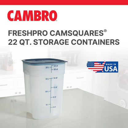 Cambro FreshPro - Contenedor de almacenamiento de alimentos de 22 cuartos (QT) con tapa (grado de restaurante), para preparación de alimentos, cocina comercial, contenedor de comida para mascotas y