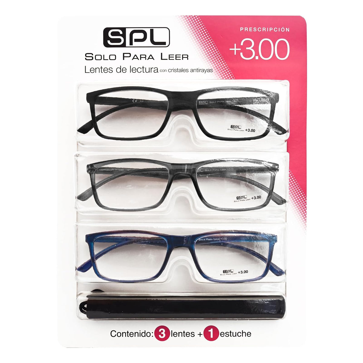 Lentes SPL +3.00, pack de 3