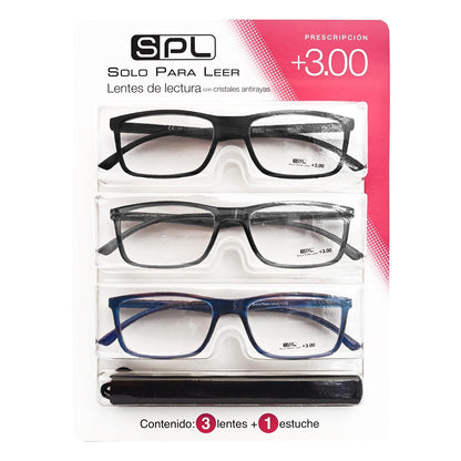 Lentes SPL +3.00, pack de 3