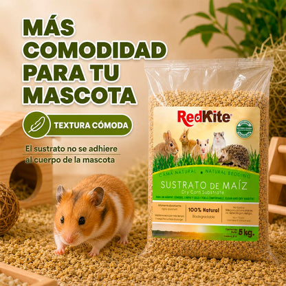 Red Kite Sustrato de Maíz Natural para Pequeños Mamíferos y Aves, 100% Natural, Alta Absorción, 5 kg