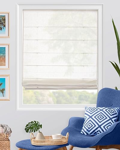 CHICOLOGY - Persianas Romanas para Ventanas, persianas para el hogar, 31 Pulgadas de Ancho x 64 Pulgadas de Alto, Blanco pacífico (Filtro de luz)