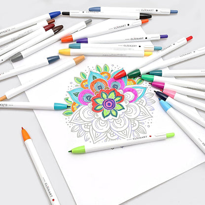 Zebra Marcador Retráctil Clickart 24 Piezas Tinta Anti-secado Punto Fino (VIVID)