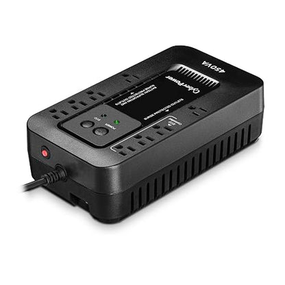 CyberPower - EC450G 450VA/260W sin interrupción (UPS) | 450VA/260W, 8 tomacorrientes, modo ECO, compacto, certificado UL