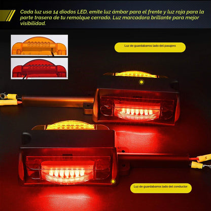 Nilight 2 Luces LED para Guardabarros de Remolque TL-43, Precableadas, Ámbar Frontal y Rojo Trasero