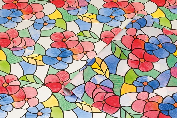 DC Fix 3460117 Stained Glass Self-Adhesive Window Film, Red/Blue