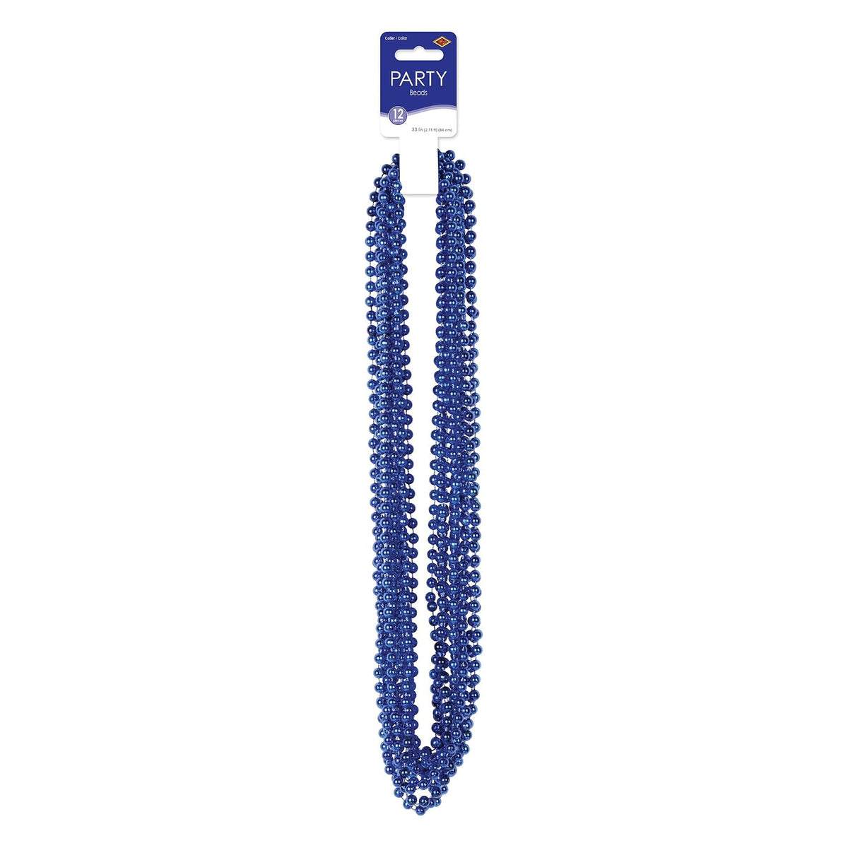 Beistle 50570-B One Dozen 33-inch Long Beaded Necklaces, Party Accessory, 7mm Beads, Blue