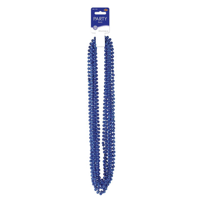 Beistle 50570-B One Dozen 33-inch Long Beaded Necklaces, Party Accessory, 7mm Beads, Blue