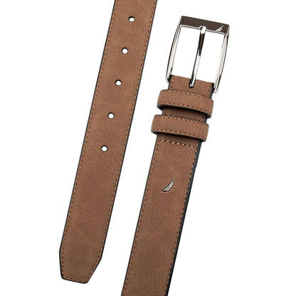 Nautica Casual Leather Belt | Everyday | Classic | Pants | Jeans | Khakis | Chinos | Metal Buckle Cinturón Hombre