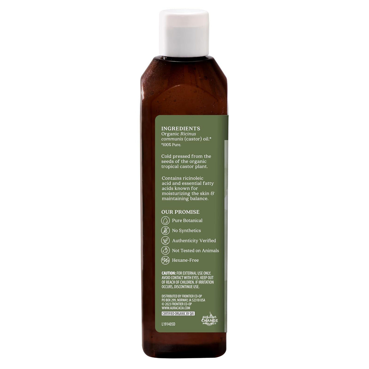 Aura Cacia Aceite de Ricino Orgánico 16 oz | Prensado en frío, 100% puro, sin OMG, no probado en animales, nutrición de piel