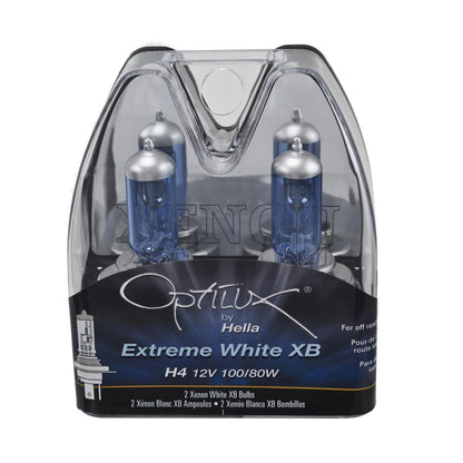 HELLA Kit de 2 Focos Amarillos H4/9003/HB2 Extreme Yellow, 2800K - Extreme White XB - 100 - 80W - Estuche de plástico doble