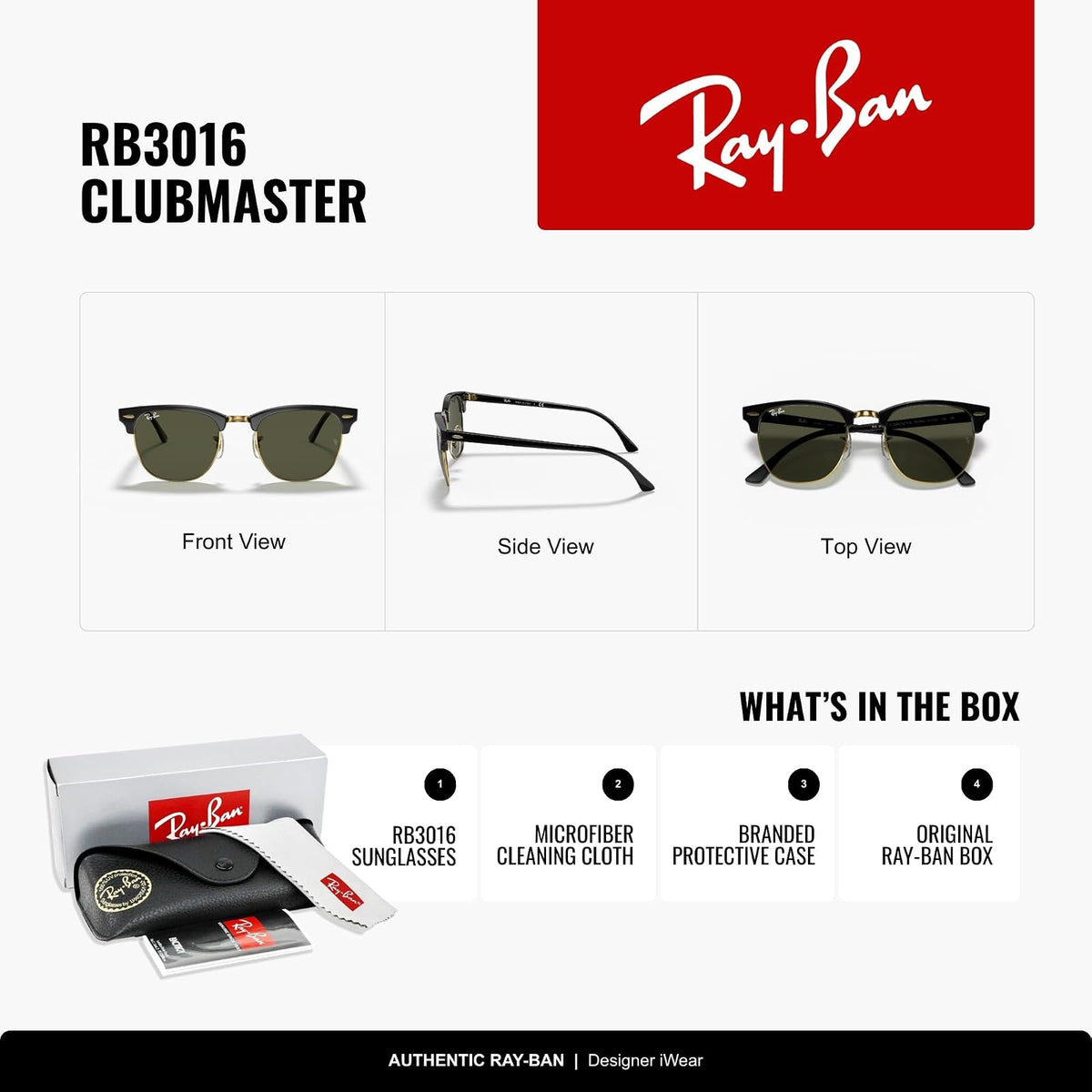 Ray-Ban Lentes oscuros rectangulares clásicas unisex, Sunglasses, Azul Rojo degradado espejado, 100% UV Protection