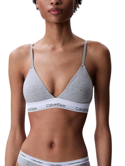 Calvin Klein Bralette Triangular de Algodón Modal - Gris Caliente - XL