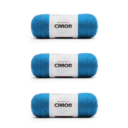 Caron Simply Soft Estambre Acrílico, Paquete de 3 Madejas de 170 g - Azul cobalto - Paquete de 3