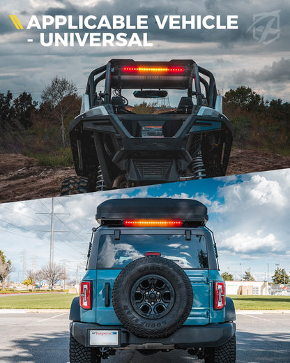 Xprite - Barra de luz LED de 25 Pulgadas, luz Trasera Todoterreno con señal de Giro de Freno, Luces de Marcha para Jaula de 1.7 a 2 Pulgadas, Compatible con UTV, Polaris RZR, Yamaha, Kawasaki, | Con señal de giro de freno para barra de rodillo de 1.75-2 p