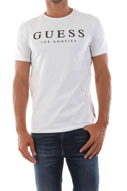GUESS Playera Básica para Hombre, Cuello Redondo - XL - Blanco