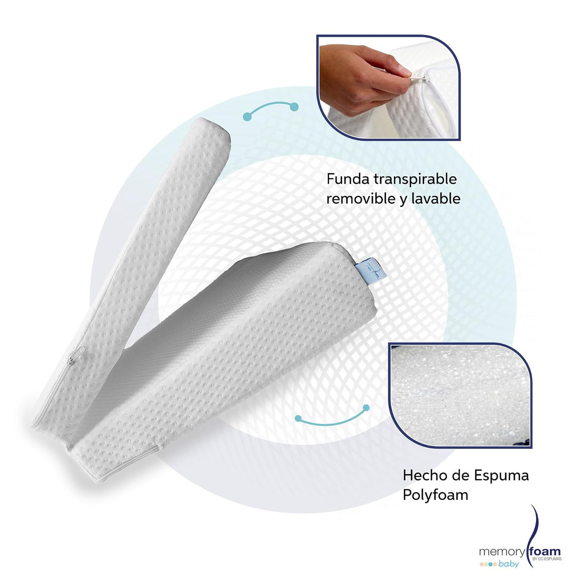 Memory Foam Baby | Colchón de Cuna de Bebé Antireflujo de Viaje Plegable - Firmeza Media - Blanco - 102 x 71 x 12 cm - Hecho de Espuma de Poliuretano