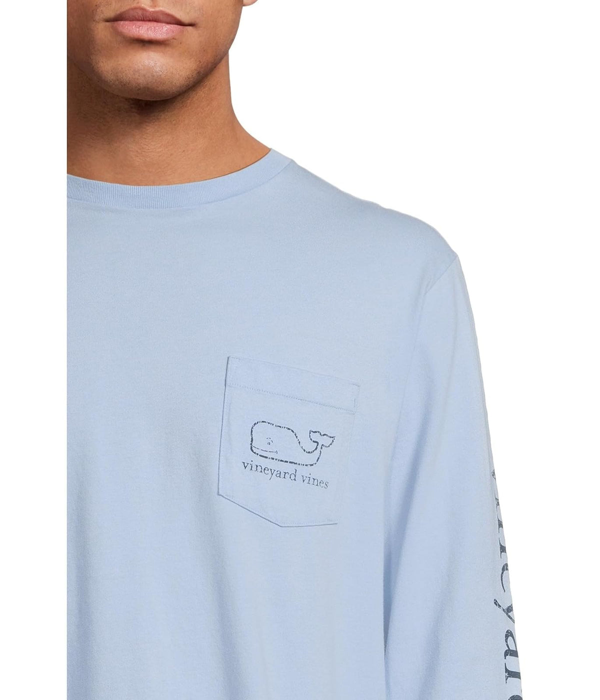 Vineyard Vines Playera clásico de Manga Larga con Bolsillo de Ballena Camiseta para Hombre