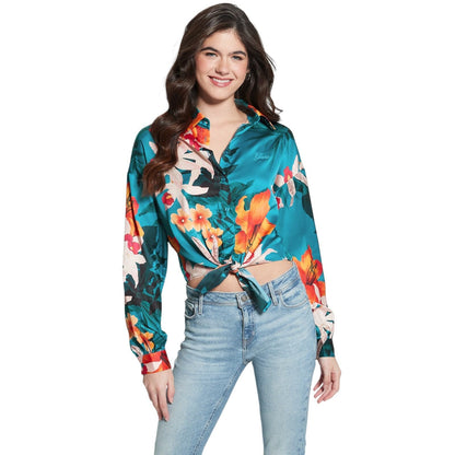 LS BOWED JUN SHIRT GUESS, MULTICOLOR, L