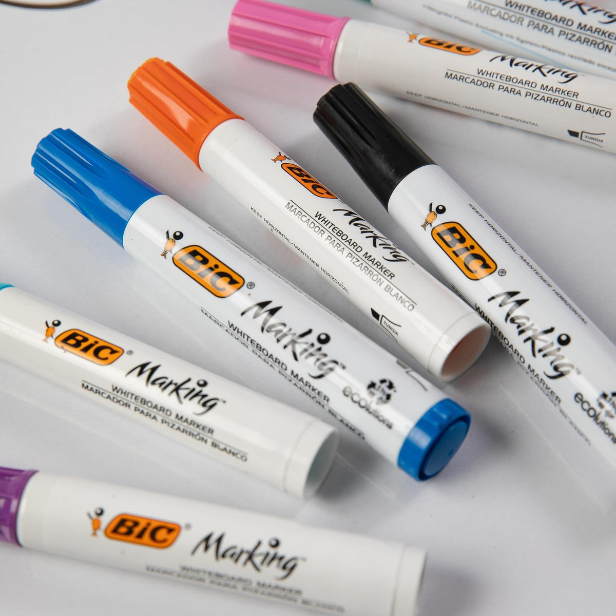 BIC, Marcador de Pizarrón, Borrado Fácil, Olor Suave, Marking, Surtido de Colores Fashion y Clásicos, 8 piezas