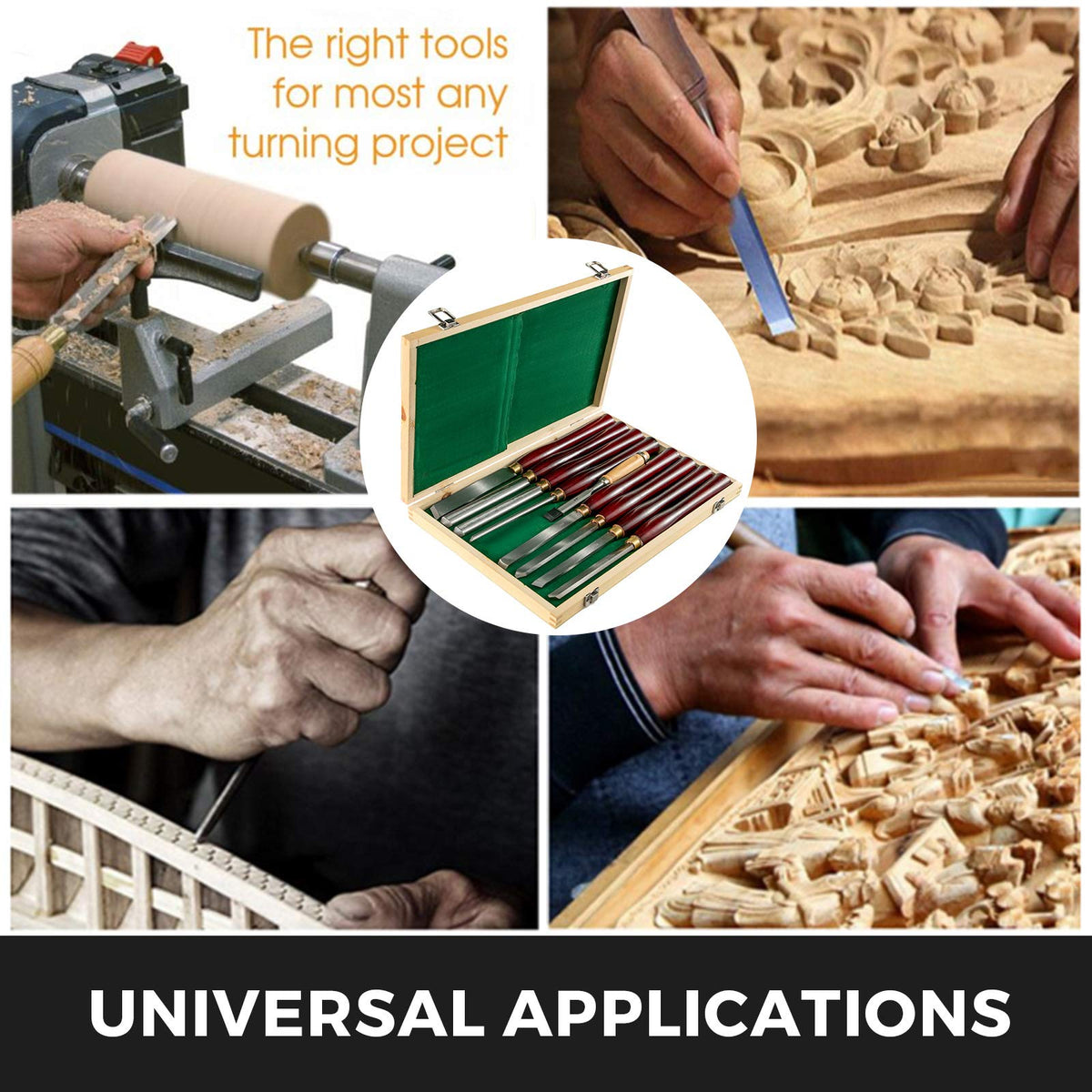 VEVOR Herramientas de Torno Madera 8 Piezas para Tornear Madera Gubias para Tallar Kit de Herramientas de Talla de Madera Ampliamente Utilizado en Carpintería Tallado en Madera
