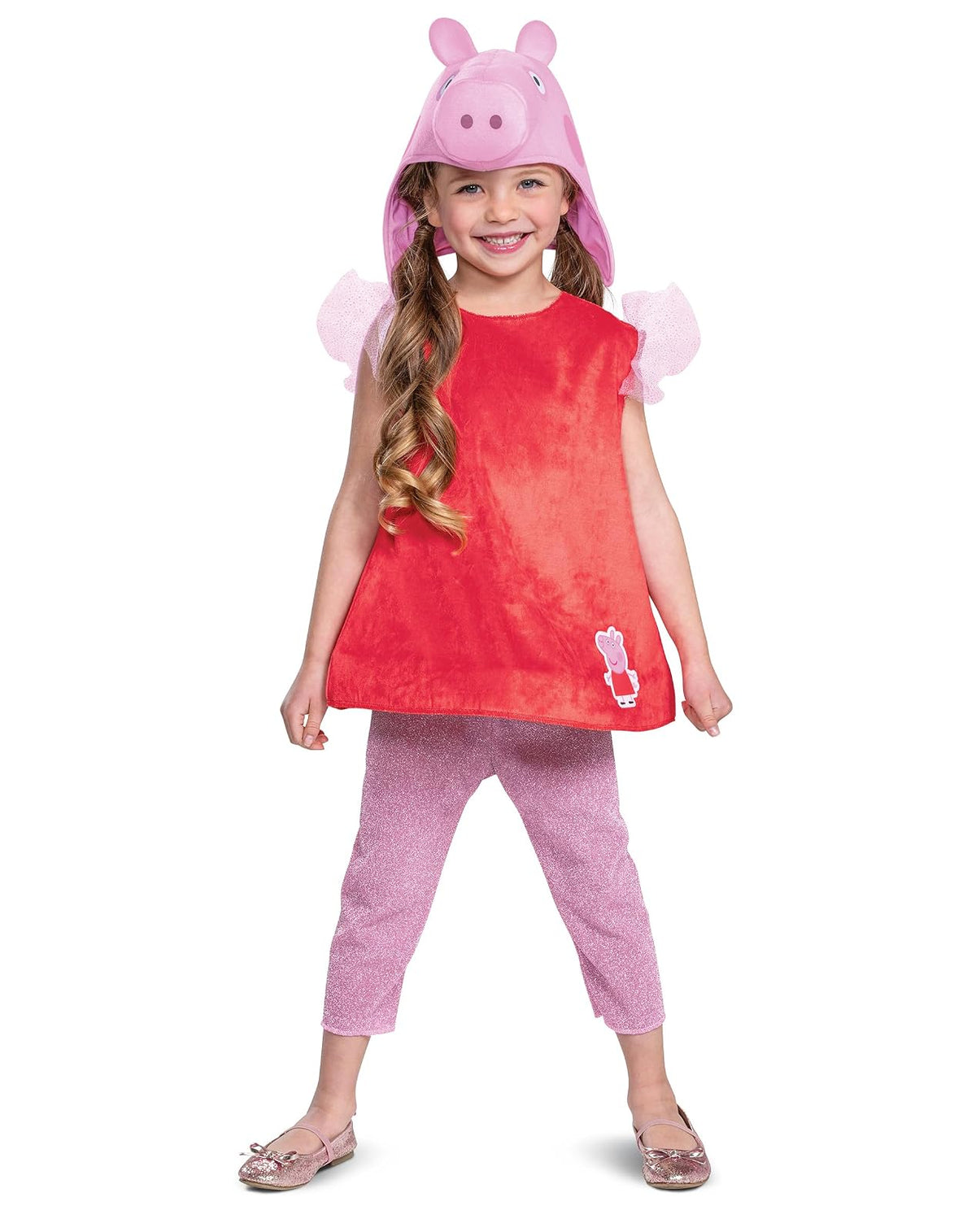 Disfraz de Peppa Pig para niñas, vestido y sombrero oficial de Nick Jr, talla M (3T-4T)