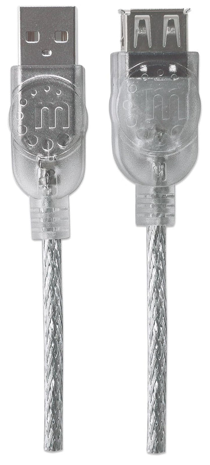Manhattan CABITL130 Cable USB, Extensión, 4, 5 m, USB A, USB A, Macho/Hembra, Transparente