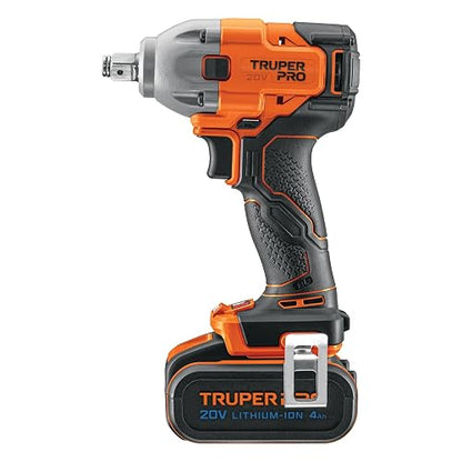 Truper PRO LIMI-20A2, Llave impacto inalámbrica 1/2" 20 V brushless con 1 batería de 4 Ah y 1 cargador