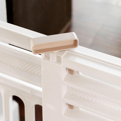 IRIS USA 61 cm a 99.1 cm Barrera Ajustable para Mascotas Portátil y Expandible, para Cachorros y Perros Pequeños a Medianos, Fabricada en Plástico Resistente Moldeado de 63.5 cm de Altura, Blanco