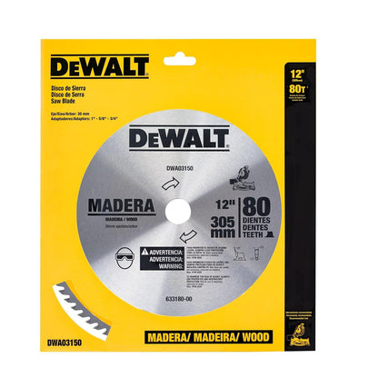 DEWALT Disco Sierra Circular 12 pul 305 mm 80 Dientes Carburo Para Madera MDF y Contrachapado DWA03150