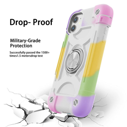 MARKILL Funda Compatible con iPhone 11 de 6.1 Pulgadas con Soporte de Anillo Giratorio de 360°, protección contra caídas de Grado Militar, Funda Protectora 3 en 1 (Blanco arcoíris) (116.1-1)