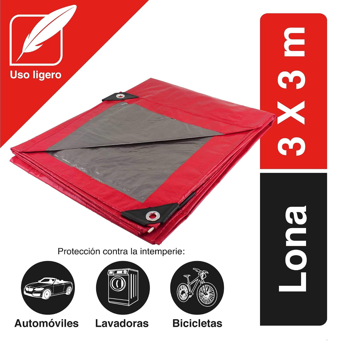 Santul 5429 Lona uso ligero Roja, 3 X 3M