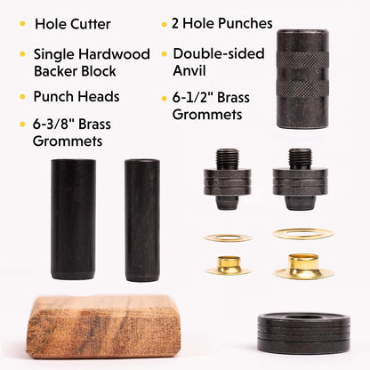 General Tools Kit de ojales de 3/8"-1/2" – Ojales de latón macizo inoxidables para reparación de lonas, lienzos de refuerzo y anillos de tela