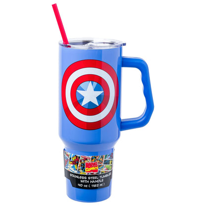 Silver Buffalo Vaso Térmico Care Bears, Acero Inoxidable, 40 oz - Azul - Blanco