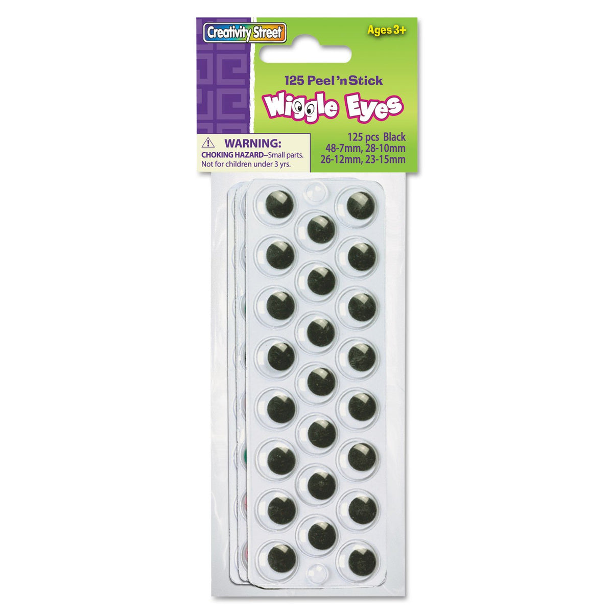 Creativity Street Peel & Stick Wiggle Eyes Black 137-Piece Assortec Sizes