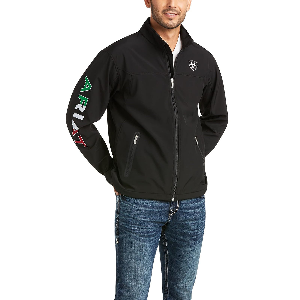 ARIAT Men's New Team Softshell Mexico Jacket, Black