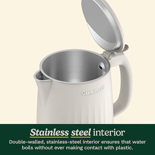 Cuisinart Hervidor Eléctrico Soho 1 L Acero Inoxidable | Construcción interior de doble pared con acero inoxidable, Exterior frío al tacto. Ebullición rápida, Apagado automático