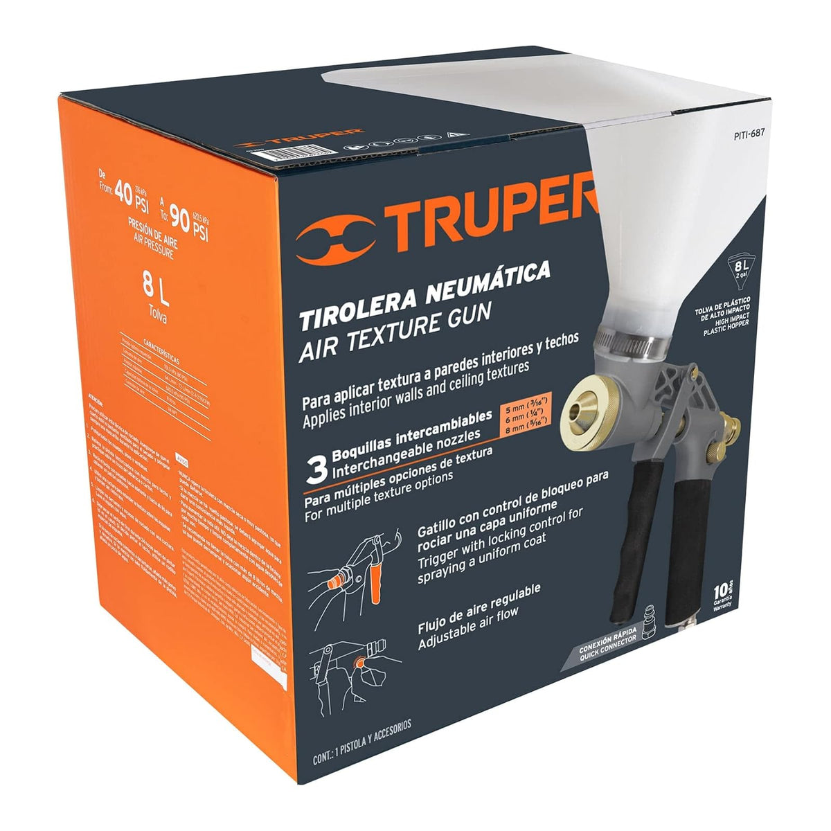 Truper PITI-687, Tirolera neumática, grip antiderrapante