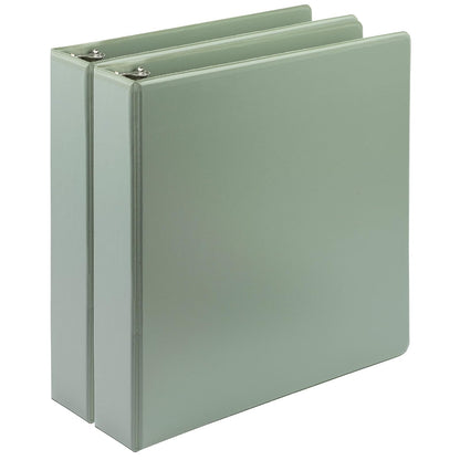 Samsill Carpeta de Argollas en D, Base de Plantas, 3.8 cm (1.5 pulg) - Paquete de 2 - Verde salvia - 3.8 cm (1.5 pulgadas)