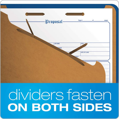 Pendaflex Classification Folders, 2 Dividers, 2" Fasteners, Letter, Dark Blue, 10/Box (24132P)