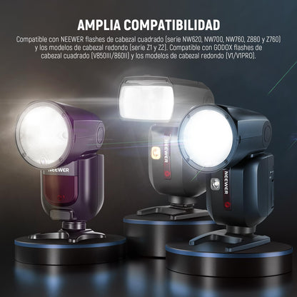 NEEWER Difusor de Flash de Silicona con Dos Anillos Adaptadores Magnéticos, Modificador de Luz para NEEWER NW700 NW760 Z880 Z760 Cabeza Cuadrada y Z1 Z2 Z2PRO Z2II Z3 Cabeza Redonda Speedlite, CRS2