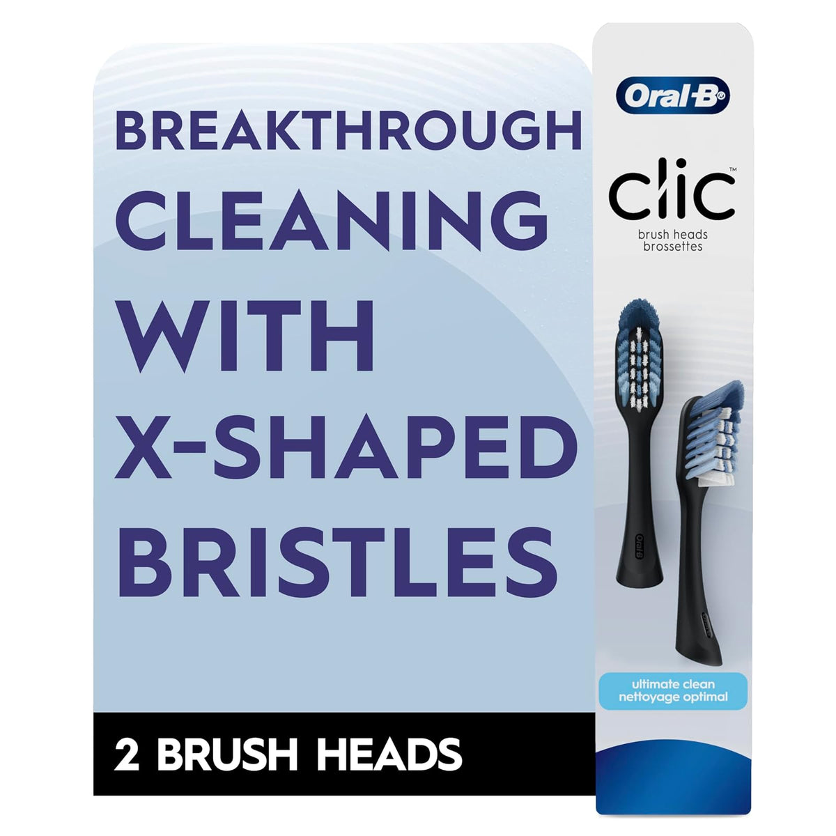 Oral-B Clic - Cabezales de repuesto para cepillo de dientes, color negro, 2 unidades