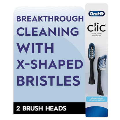 Oral-B Clic - Cabezales de repuesto para cepillo de dientes, color negro, 2 unidades